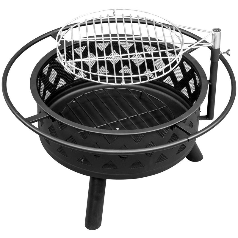30in Outdoor Metal Fire Pit with Cooking Grates Black - Asmota