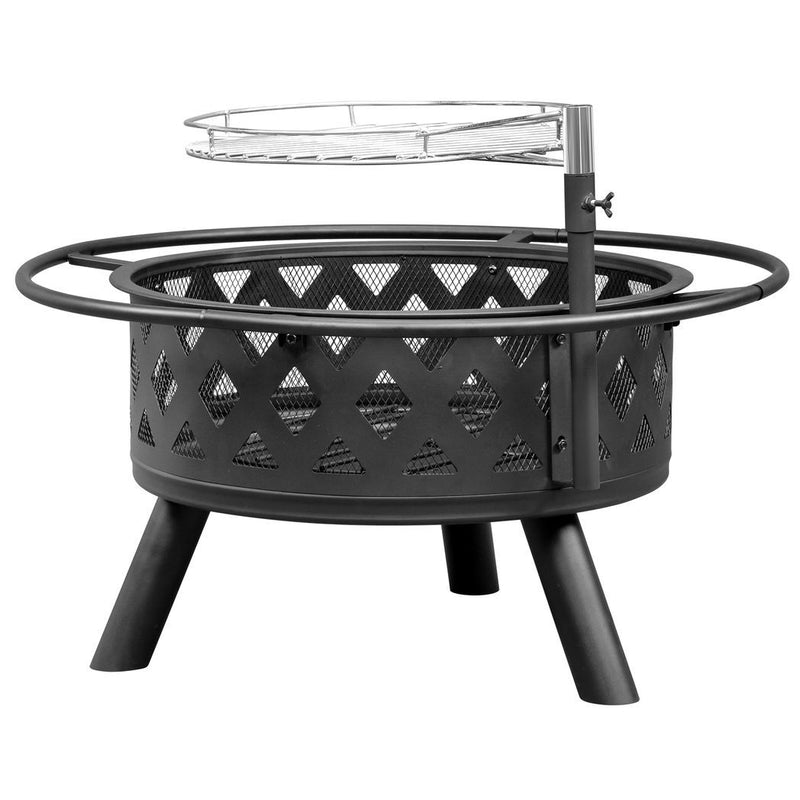 30in Outdoor Metal Fire Pit with Cooking Grates Black - Asmota