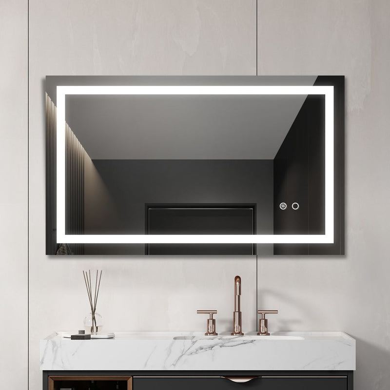 40"*24" LED Lighted Bathroom Wall Mounted Mirror with High Lumen Anti - Fog Separately Control Dimmer Function - Asmota