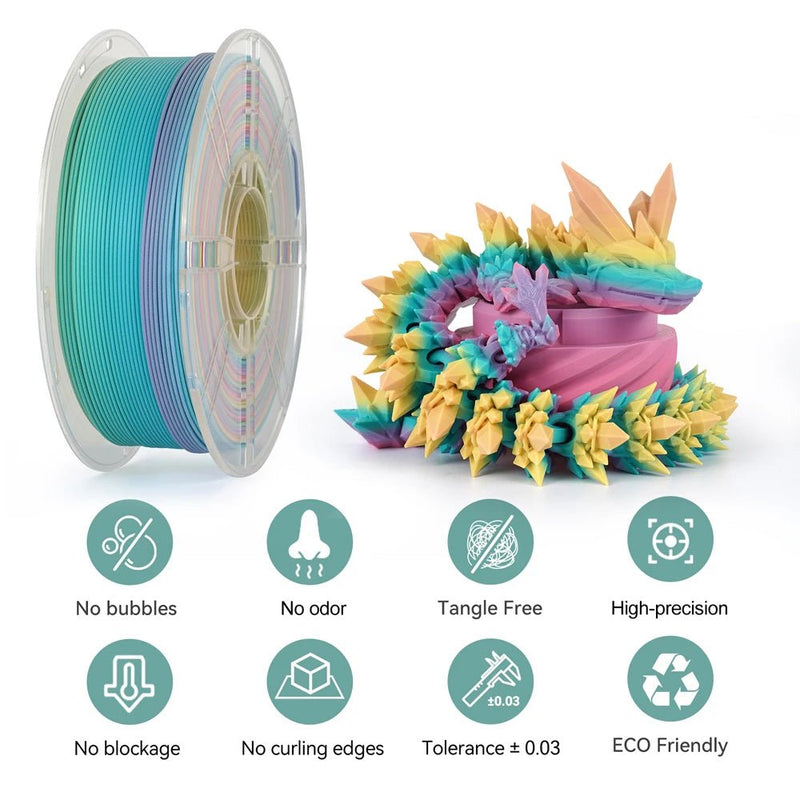 4KG/lot PLA Filament rainbow Pla silk or Matte rainbow color change 1.75mm 3D Printing Material for 3D Printers 3D Pens - Asmota