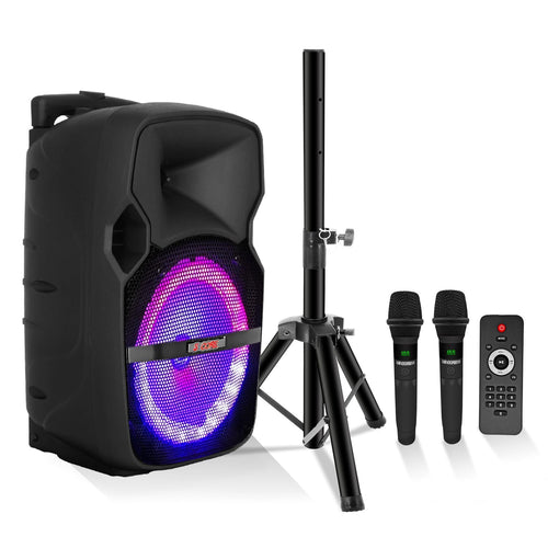 5 Core 10 inch PA Portable Bluetooth Party Speaker Karaoke Boombox + 2 Wireless Mics : ACTIVE HOME 10 2 - MIC