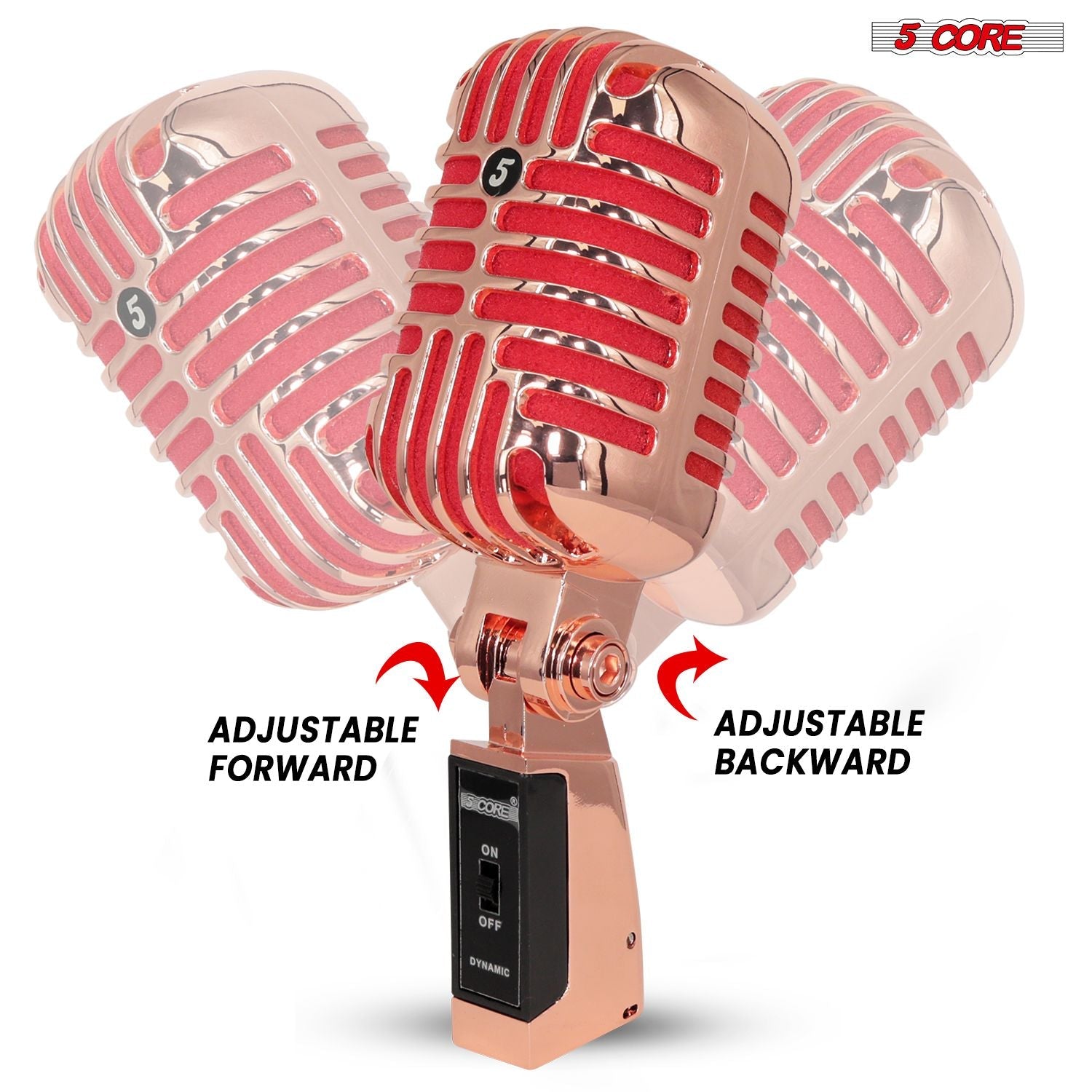 5 Core Classic Retro Microphone Dynamic (ALL METAL BODY) - Old Vintage Style Unidirectional Cardioid Mic w/ XLR Input Universal Stand Compatible | Live Performance |Singing In Studio |Recording Gold