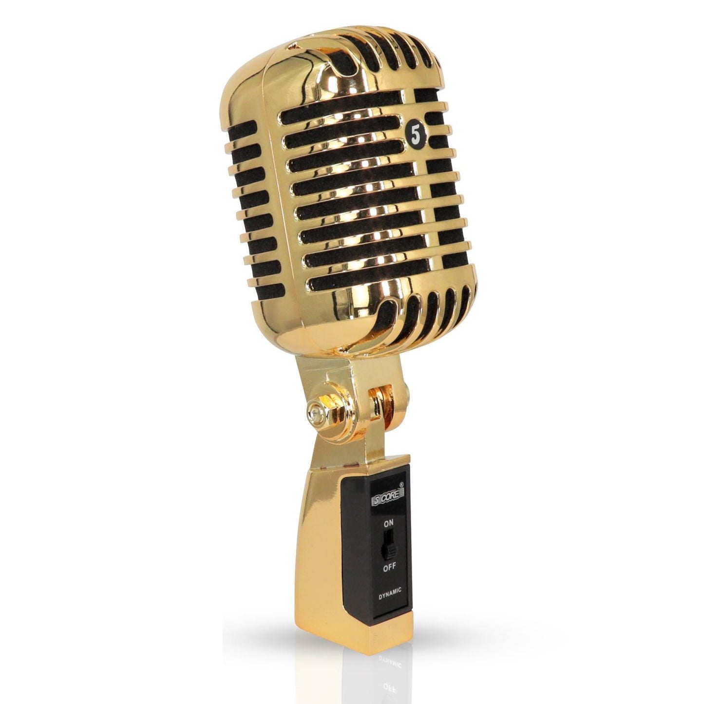 5 Core Classic Retro Microphone Dynamic (ALL METAL BODY) - Old Vintage Style Unidirectional Cardioid Mic w/ XLR Input Universal Stand Compatible | Live Performance |Singing In Studio |Recording Gold