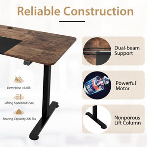 55 Inch Electric Standing Desk Adjustable with Cable Management Hole - Brown - Color: Brown