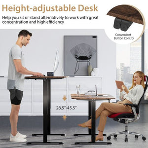 55 Inch Electric Standing Desk Adjustable with Cable Management Hole - Brown - Color: Brown