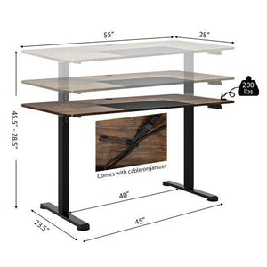 55 Inch Electric Standing Desk Adjustable with Cable Management Hole - Brown - Color: Brown