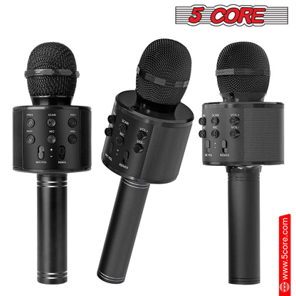 5CORE Bluetooth Wireless Karaoke Microphone All - in - One Portable Handheld Mic with Speaker Recorder Microfono Inalambrico WM SPK BLK