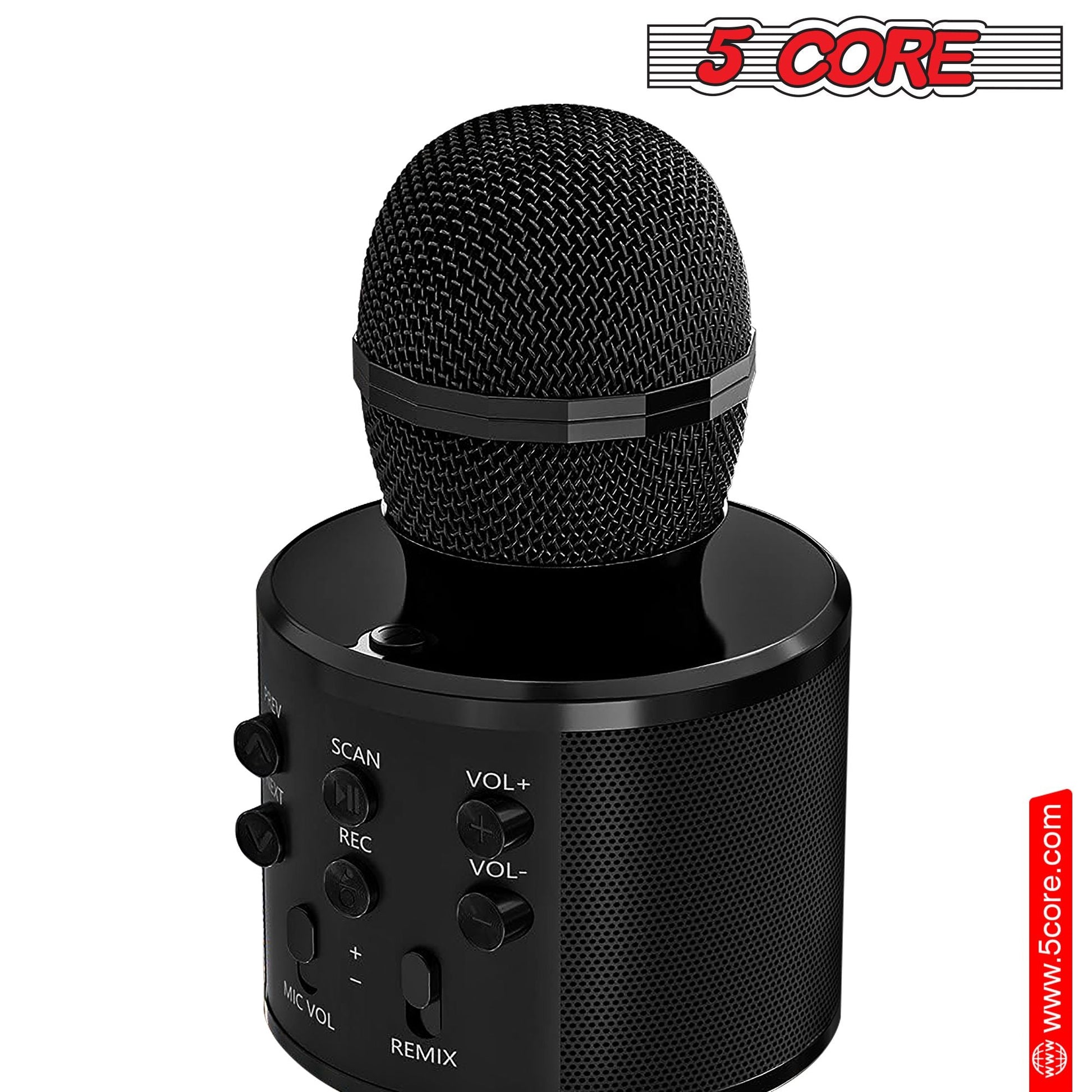 5CORE Bluetooth Wireless Karaoke Microphone All - in - One Portable Handheld Mic with Speaker Recorder Microfono Inalambrico WM SPK BLK