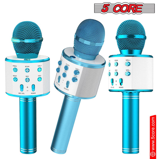 5CORE Bluetooth Wireless Karaoke Microphone All - in - One Portable Handheld Mic with Speaker Recorder Microfono Inalambrico WM SPK BLU