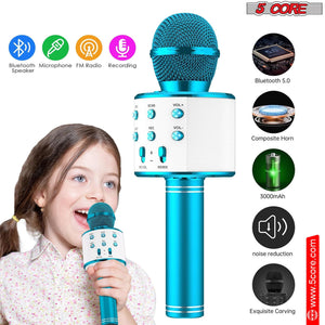 5CORE Bluetooth Wireless Karaoke Microphone All - in - One Portable Handheld Mic with Speaker Recorder Microfono Inalambrico WM SPK BLU