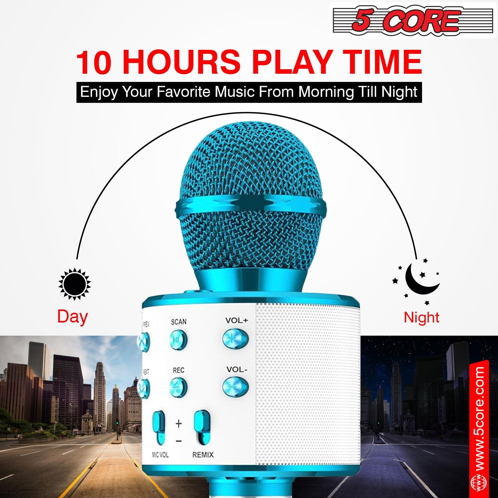 5CORE Bluetooth Wireless Karaoke Microphone All - in - One Portable Handheld Mic with Speaker Recorder Microfono Inalambrico WM SPK BLU