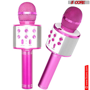 5CORE Bluetooth Wireless Karaoke Microphone All - in - One Portable Handheld Mic with Speaker Recorder Microfono Inalambrico WM SPK PNK