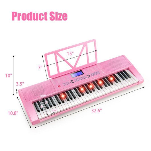 61 - Key Electric Piano Keyboard for Beginner - Pink - Asmota