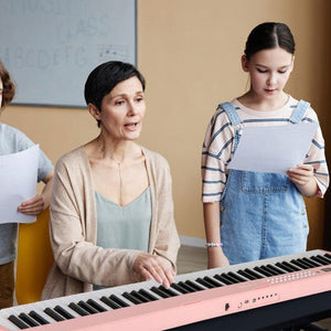 88 Key Foldable Electric Keyboard Piano with Wireless MIDI and Dual Speakers - Pink - Color: Pink