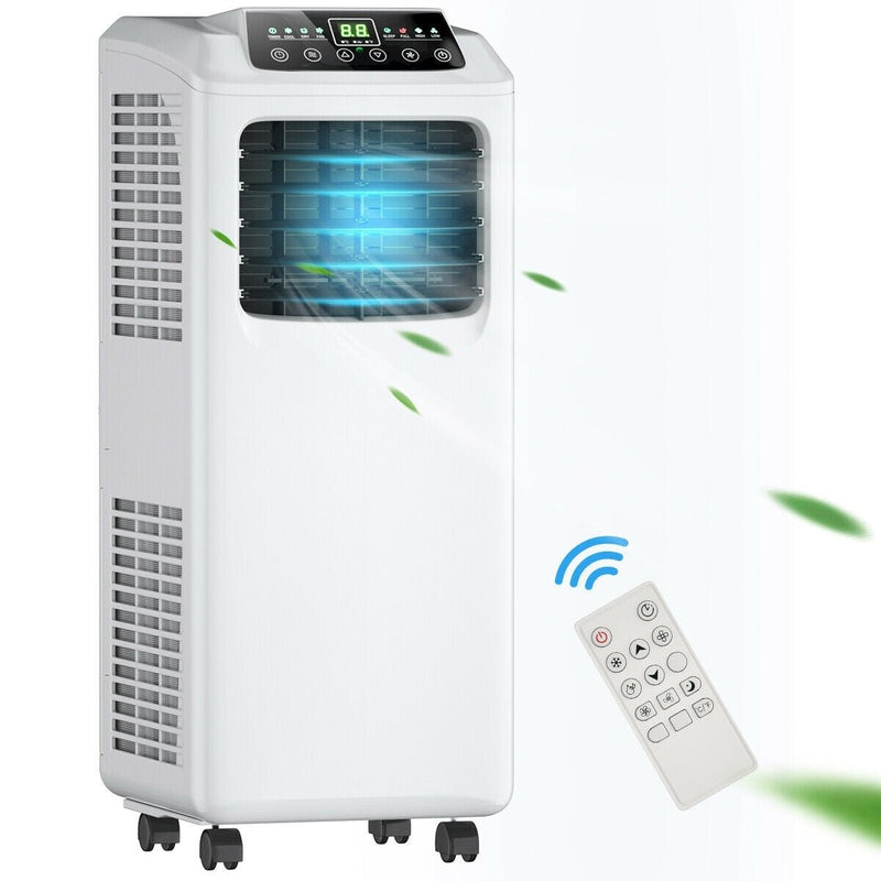 9000 BTU Portable Air Conditioner with Built - in Dehumidifier and Remote Control - Color: Black & White - Asmota