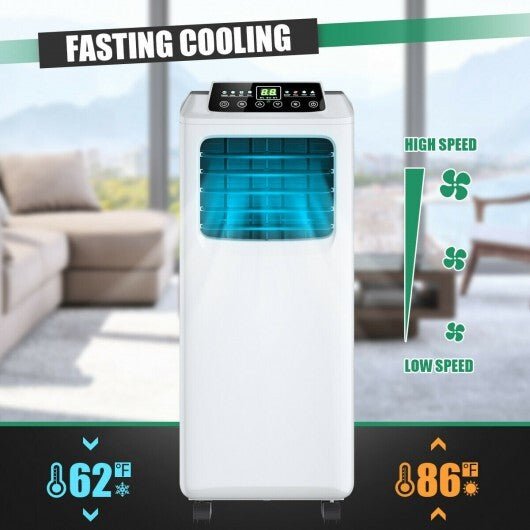 9000 BTU Portable Air Conditioner with Built - in Dehumidifier and Remote Control - Color: Black & White - Asmota