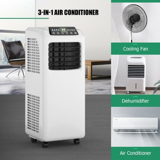 9000 BTU Portable Air Conditioner with Built - in Dehumidifier and Remote Control - Color: Black & White - Asmota