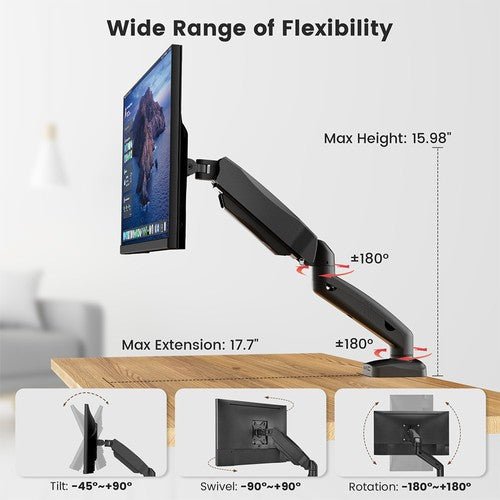 ACGAM MAS - 1S Spring - Assisted Single - Monitor Mount with Flexible Angle and Installation - Asmota