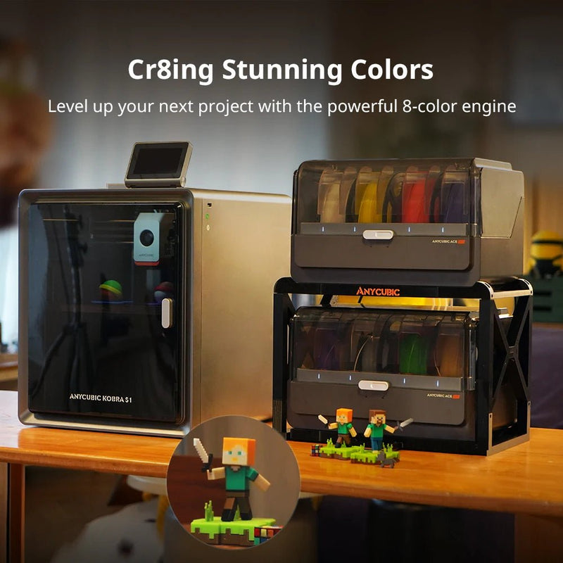 Anycubic Kobra S1 Combo Multi - Color 3D Printer High Precision Core XY Stable Structure Ultra - Quiet Max Speed 600mm/s 3D Printer - Asmota