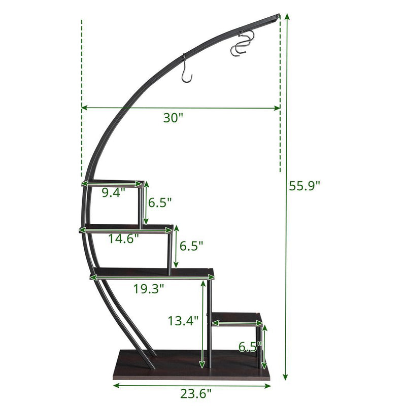 Artisasset 5 Layers Semicircle Iron Wood Suitable For Garden Balcony Patio Lawn Home Decoration Plant Stand Flower Pot Stand Iron Flower Stand Black - Asmota