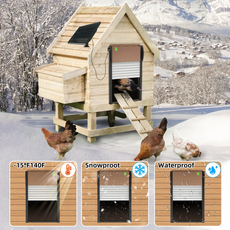 Automatic Chicken Coop Door Solar Powered - with APP Timer, Programmable Light Sensor , Anti - Pinch Type Aluminum Chicken Door, with Remote Control Automatic - Asmota