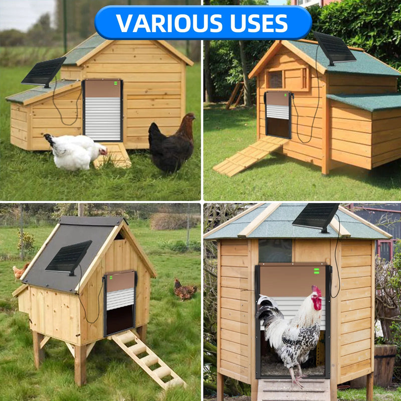 Automatic Chicken Coop Door Solar Powered - with APP Timer, Programmable Light Sensor , Anti - Pinch Type Aluminum Chicken Door, with Remote Control Automatic - Asmota