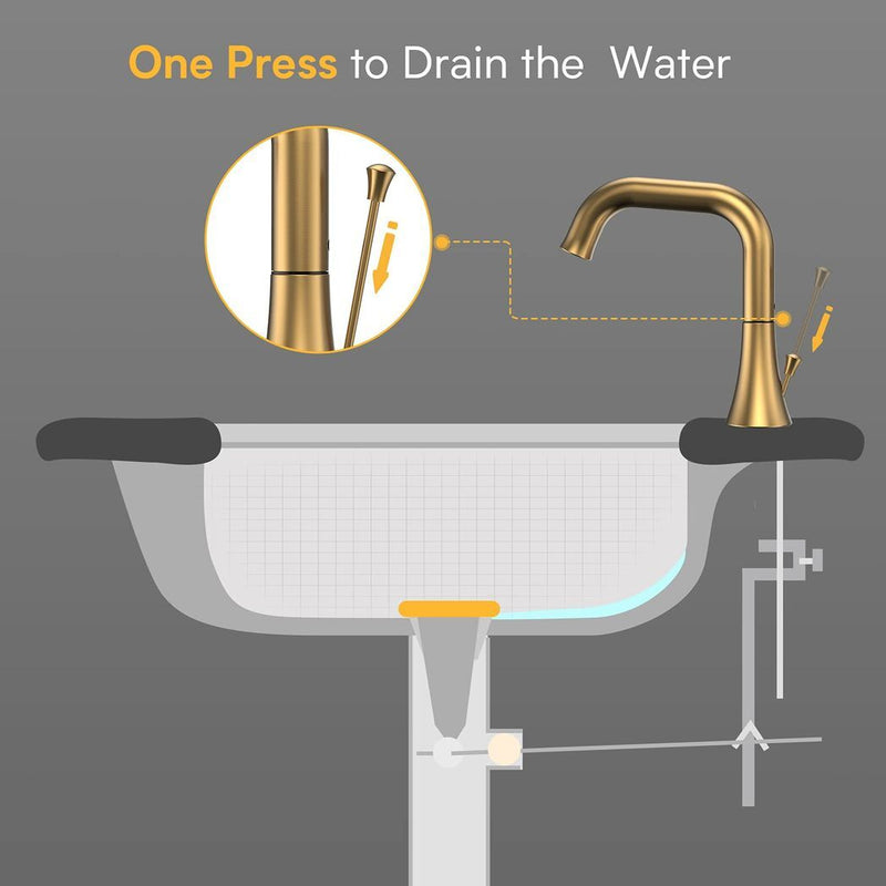 Bathroom Faucet 3 Hole - Bathroom Sink Faucet 2 - Handle 3 - Hole, Brushed Gold Widespread 8 Inch Bathroom Faucet with Pop Up Drain Assembly, Lavatory Bathroom Vanity Sink Faucet, 100% Lead - free - Asmota