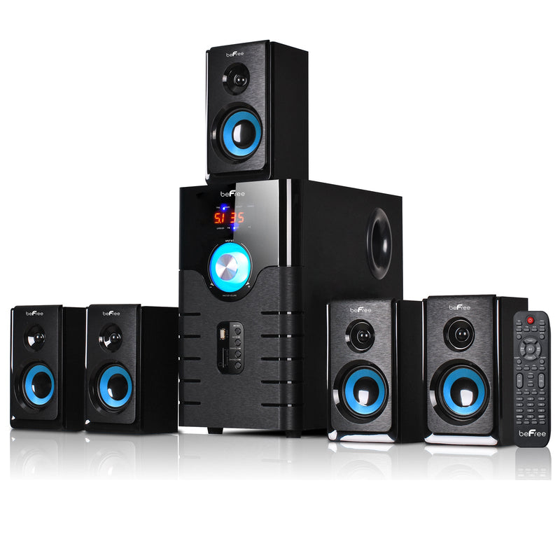 beFree Sound 5.1 Channel Bluetooth Surround Sound Speaker System in Blue - Asmota