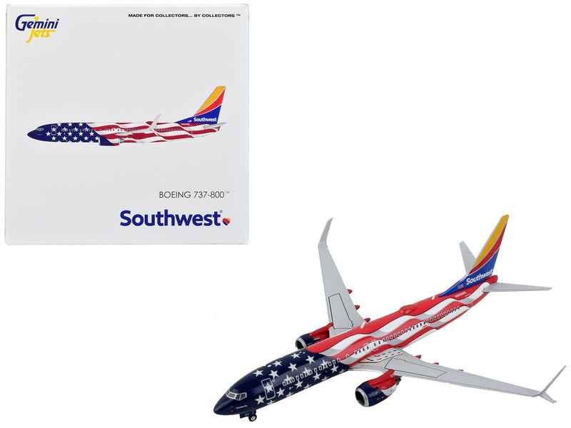 Boeing 737 - 800 Commercial Aircraft "Southwest Airlines - Freedom One" United States Flag Livery 1/400 Diecast Model Airplane by GeminiJets - Asmota