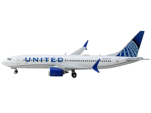 Boeing 737 MAX 8 Commercial Aircraft "United Airlines" (N17265) White with Blue Tail 1/400 Diecast Model Airplane by GeminiJets - Asmota