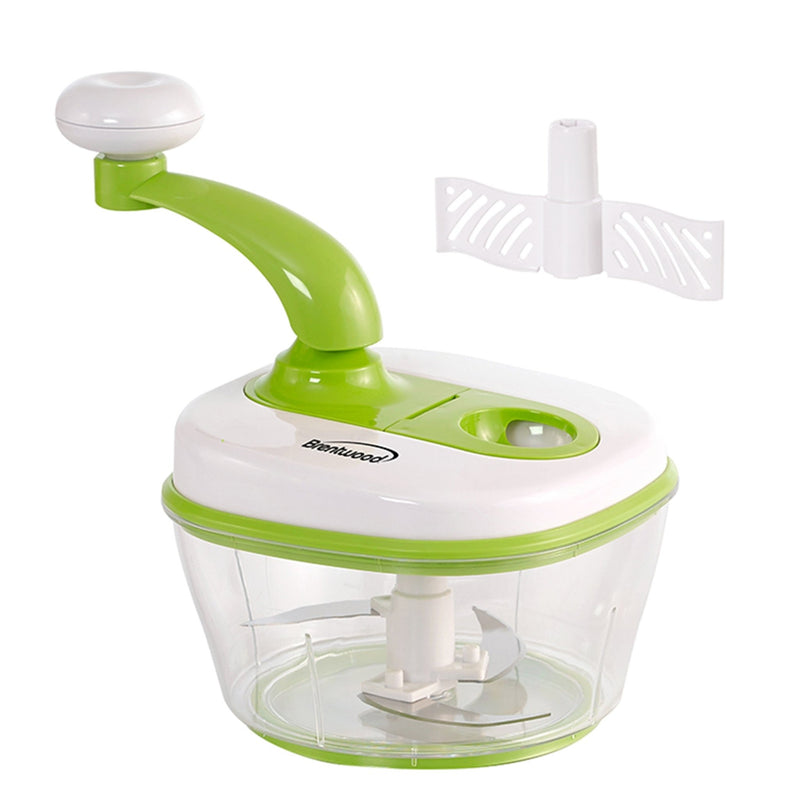 Brentwood 8 Cup Hand Crank Food Processor with Stainless Steel Blades and Paddle Mixer in Green - Asmota
