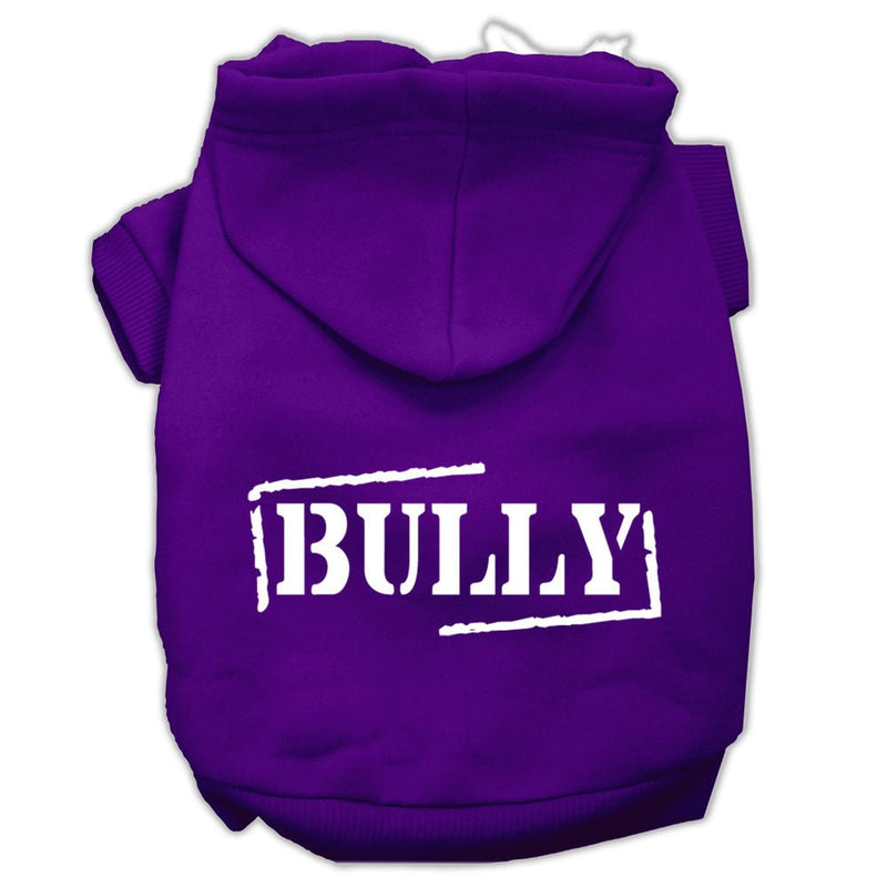 Bully Screen Printed Pet Hoodies Purple Size XS - Asmota
