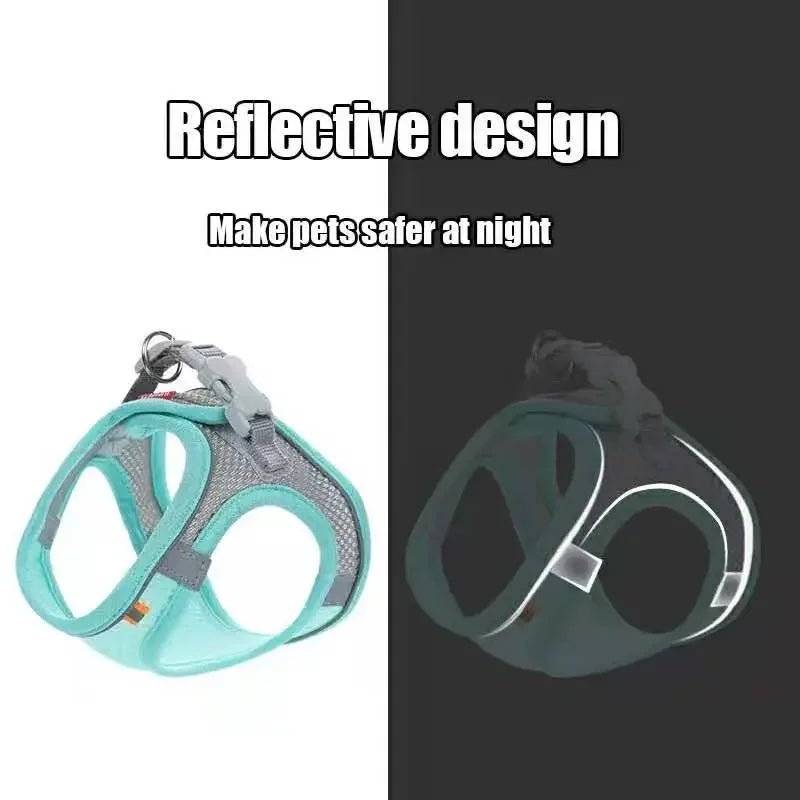 Cat Dog Harness Vest Chest Rope Set Reflective Breathable Adjustable Pet Harness for Small Medium Dogs Outdoor Walking - Asmota