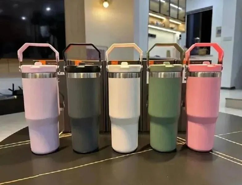 Cobranded Water Bottles 20oz 30oz Cups Heat Preservation Stainless Steel Tumblers With Handle Outdoor Large Capacity Car Mugs Leakproof Flip Cups FY5651 0813 - Asmota