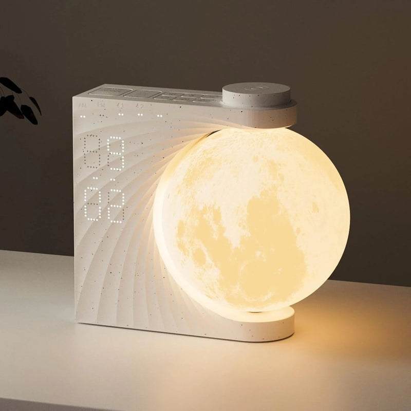 Colorful Atmosphere Moon Light Sunrise Alarm Clock Wake - Up Light Breathing Light Three - Speed Dimming Clock Dual Alarm Clock Timing Sound Machine for Heavy Sleepers Nightlight Sleep Aid Snooze 10 Nature Sounds 8 Colors Ideal for Gift - Asmota