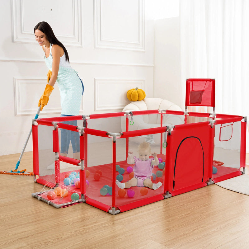 Comomy Playpen 180 x 122 cm for Baby Playpen Foldable Safety Barrier Play Tent Playpen Baby Portable Baby Cradle - Asmota