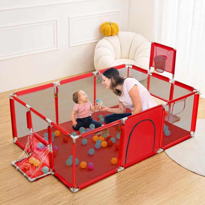 Comomy Playpen 180 x 122 cm for Baby Playpen Foldable Safety Barrier Play Tent Playpen Baby Portable Baby Cradle - Asmota