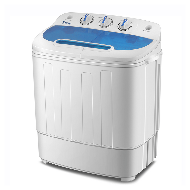 Compact Twin Tub with Built - in Drain Pump XPB46 - RS4 13Lbs Semi - automatic Twin Tube Washing Machine US Standard White & Blue - Asmota