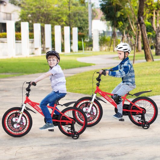 Costway 18 Inch Kids Bike Adjustable with Storage Basket and Double Brake for 4 - 8 Years Old Red - Asmota