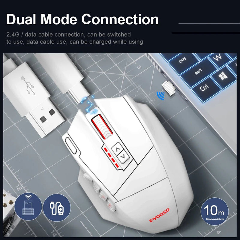 E - YOOSO X - 33 RGB USB 2.4G Wireless Gaming Mouse 16000 DPI 16 Buttons Programmable Game Optical Mice for Computer PC Laptop - Asmota