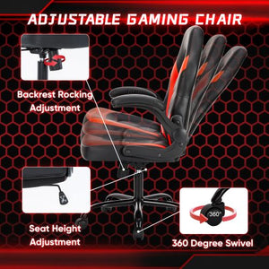 Ergonomic Office Computer Home Gaming Desk Chair Adjustable PU Leather Racing Chair Flip - up Armrest For Christmas Furniture