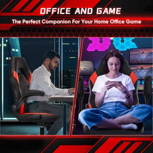 Ergonomic Office Computer Home Gaming Desk Chair Adjustable PU Leather Racing Chair Flip - up Armrest For Christmas Furniture