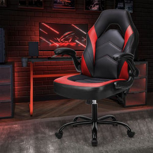 Ergonomic Office Computer Home Gaming Desk Chair Adjustable PU Leather Racing Chair Flip - up Armrest For Christmas Furniture