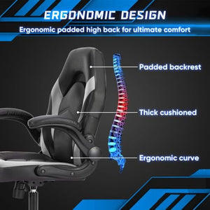 Ergonomic Office Computer Home Gaming Desk Chair Adjustable PU Leather Racing Chair Flip - up Armrest For Christmas Furniture