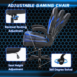 Ergonomic Office Computer Home Gaming Desk Chair Adjustable PU Leather Racing Chair Flip - up Armrest For Christmas Furniture