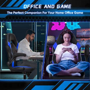 Ergonomic Office Computer Home Gaming Desk Chair Adjustable PU Leather Racing Chair Flip - up Armrest For Christmas Furniture