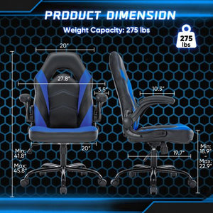 Ergonomic Office Computer Home Gaming Desk Chair Adjustable PU Leather Racing Chair Flip - up Armrest For Christmas Furniture