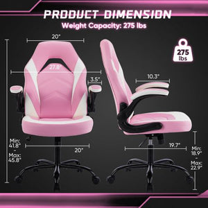 Ergonomic Office Computer Home Gaming Desk Chair Adjustable PU Leather Racing Chair Flip - up Armrest For Christmas Furniture