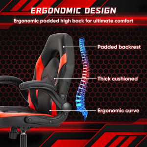 Ergonomic Office Computer Home Gaming Desk Chair Adjustable PU Leather Racing Chair Flip - up Armrest For Christmas Furniture
