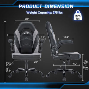 Ergonomic Office Computer Home Gaming Desk Chair Adjustable PU Leather Racing Chair Flip - up Armrest For Christmas Furniture